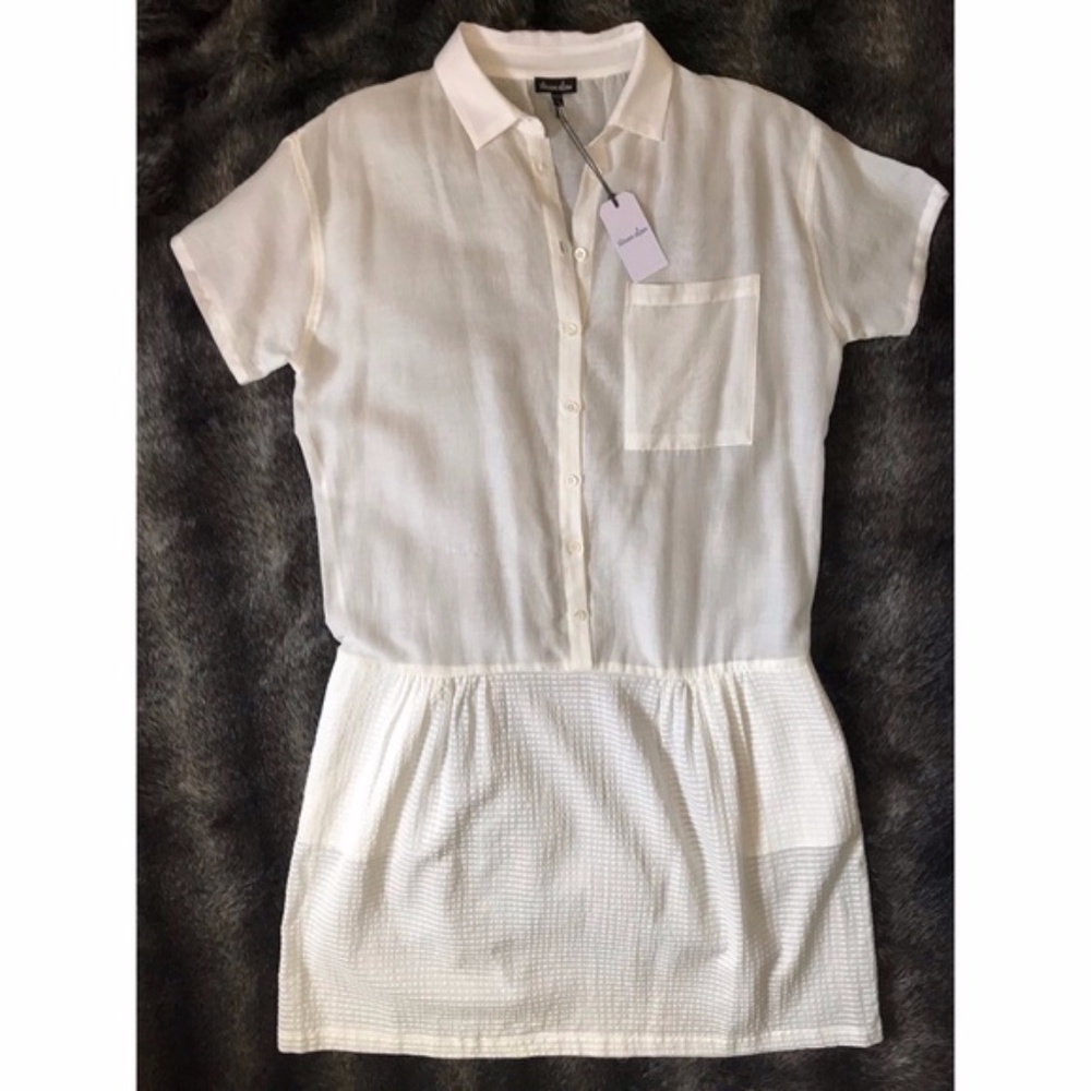 Steven Alan white short sleeve sheer dress